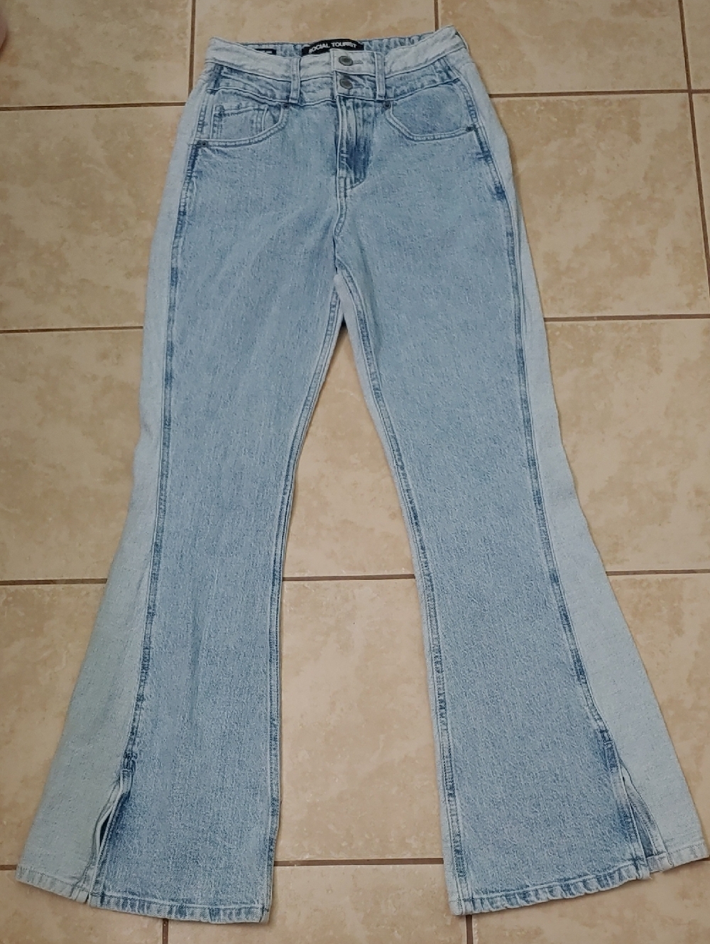 Social Tourist Jeans Ultra High Rise Flare Y2K Split Leg Women's Size 25